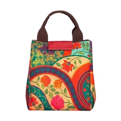 Loop Handle COLORFUL Printed Cotton Handbags, Size/Dimension: 10*12*4