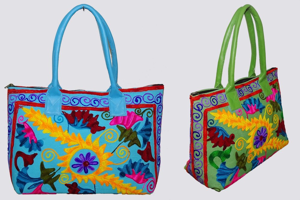 Bhavya International Embroidery Suzani Embroided Bag, Capacity: 1000 Pcs Quarterly, Size: 10x13, 12x13