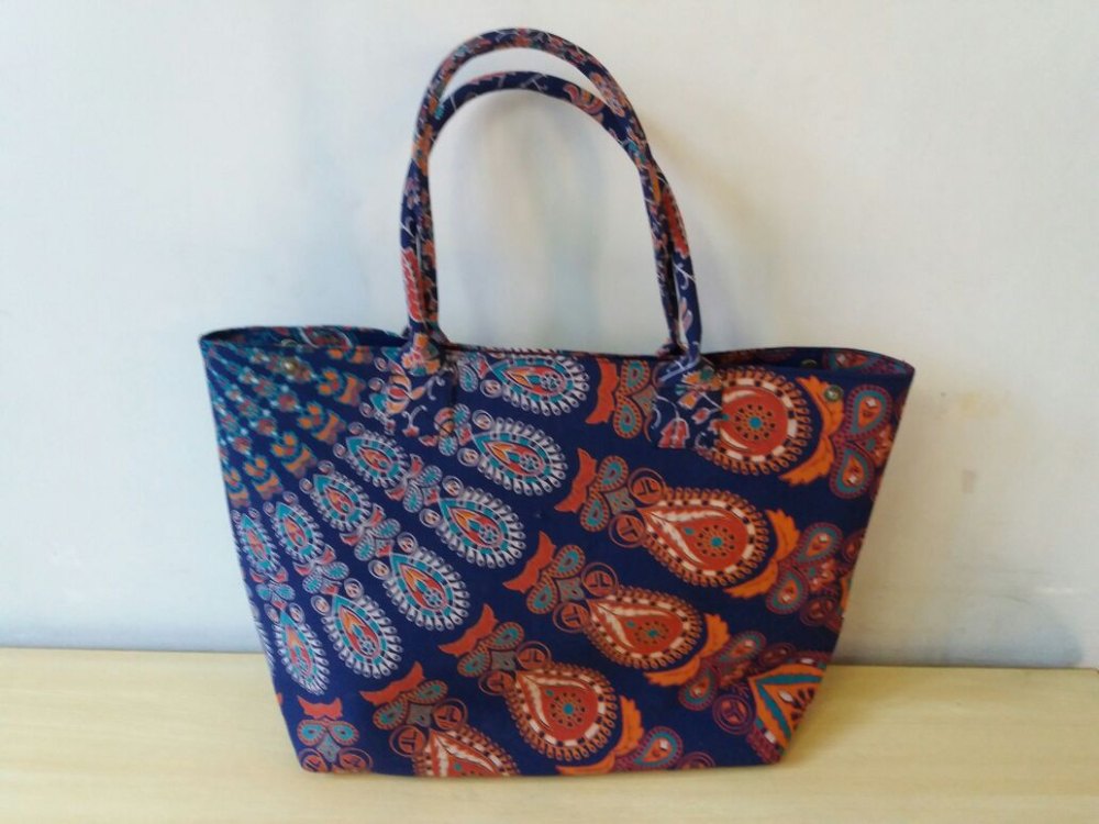 Multicolor Mandala Handmade Cotton Bags, Size: 21 x 14 x 8 Inches