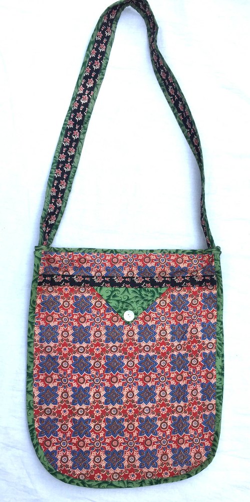 Handled Printed Cotton Bag, Size: 35x40 cm