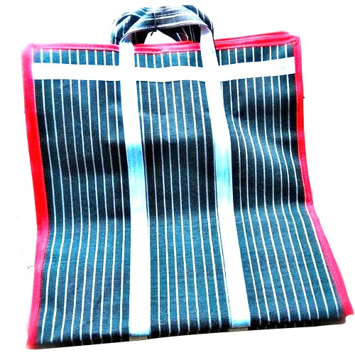 Striped Stitched Coated Cotton Shopping Bag, Capacity: 30 - 35 kg