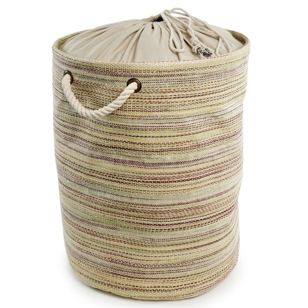 Beige Woven Cotton Laundry Bag