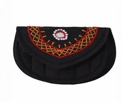 Black Cotton Hand Purse With Mirror Work, Size: 8.89 X 11.43 X 8.89 Cm