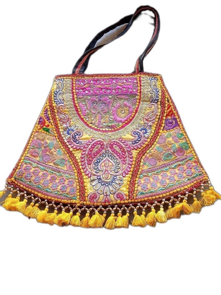 Handled Multicolor Patchwork Banjara Cotton Bag