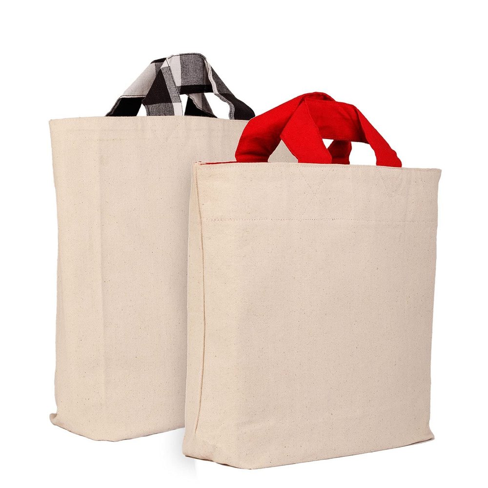 Grey Plain Cotton Carrier Bag, Size: W 40 X H39 X 10 cm