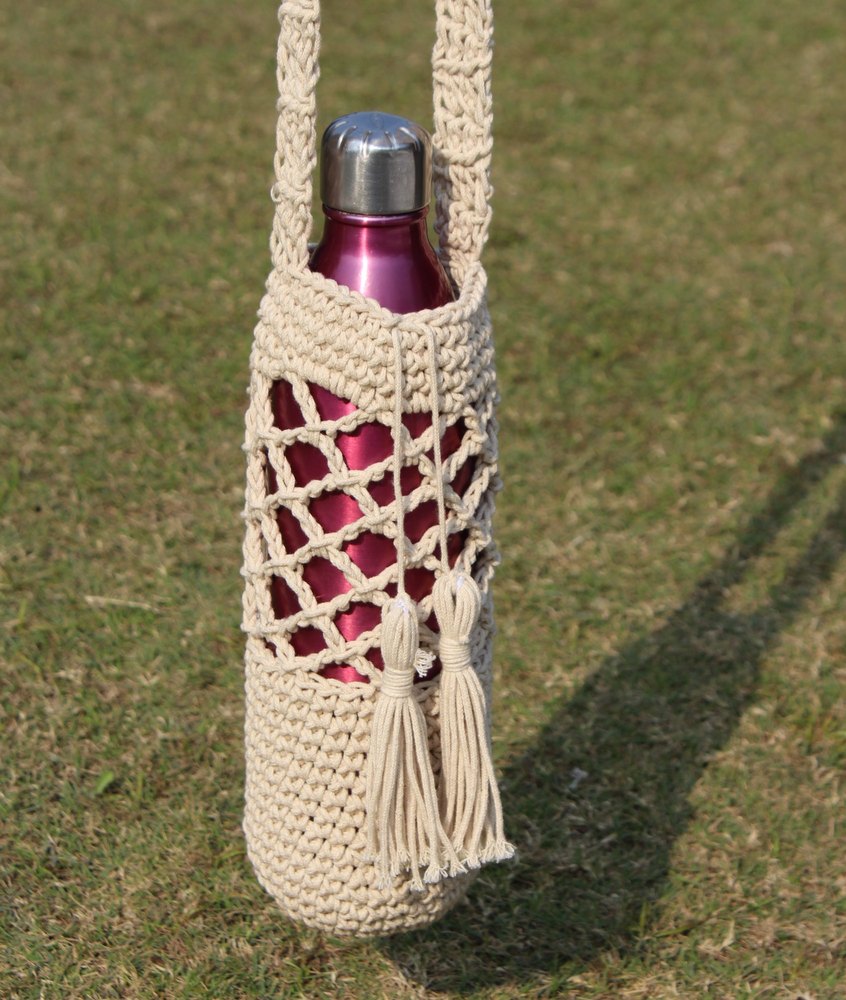 Handcrochet Cotton Bottle Bag, Capacity: 100