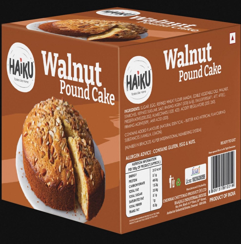 Round Haiku Walnut Pound Cake, Packaging Type: Box, Weight: 200gm