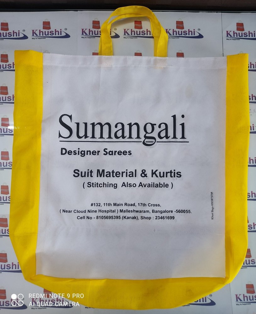 KHUSHI White, Yellow Cloth Bags, For Shopping, Capacity: 10-15kg