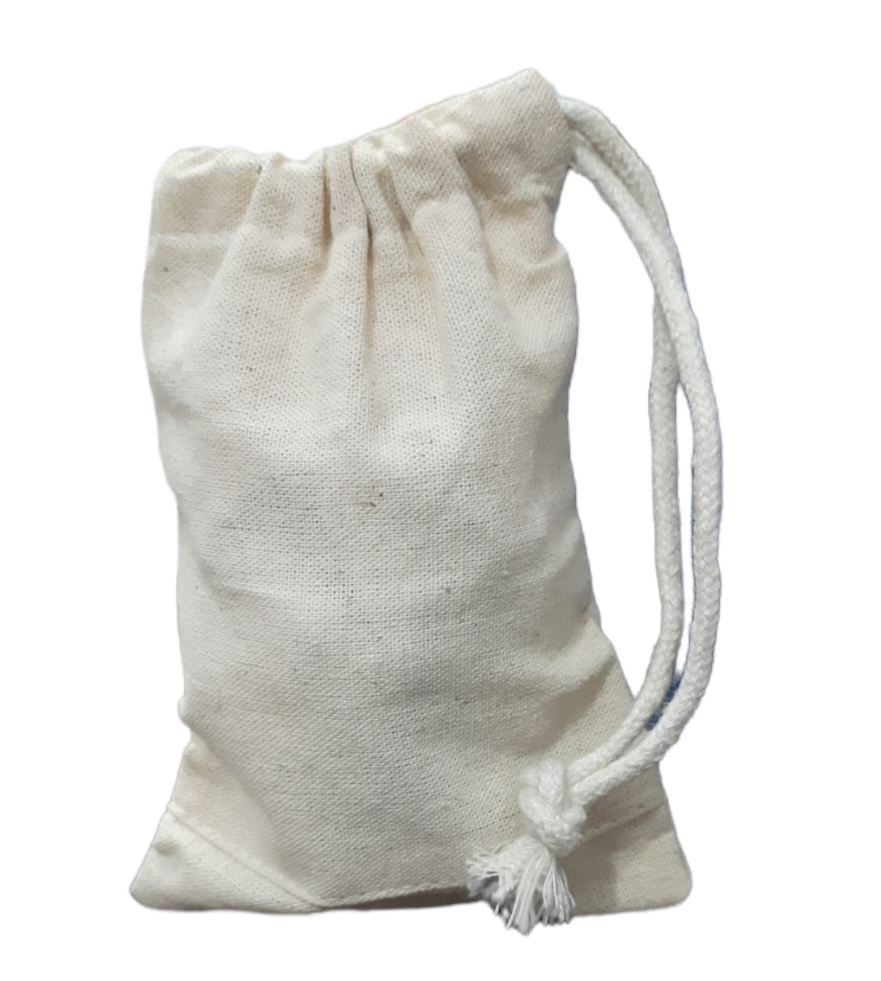 Rope Handle Off White Plain Cotton Potli Bag