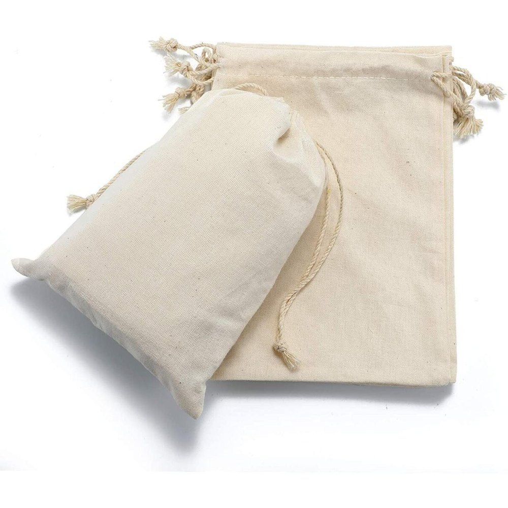 Off White Jute Drawstring Plain Muslin Bag, For Packaging, Capacity: 500g