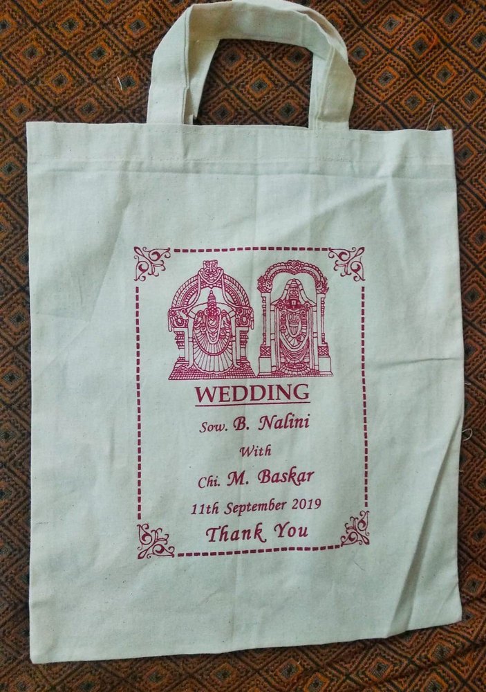 White Cotton Gada cloth bag For Shopping Size Dimension 10 X 12 Inches