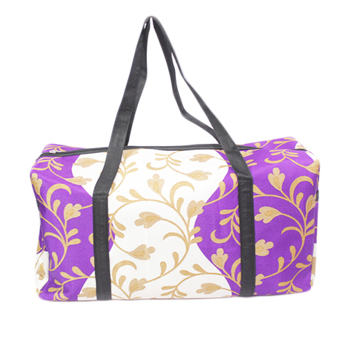 White And Purple Fabric Printed Shoulder Bag