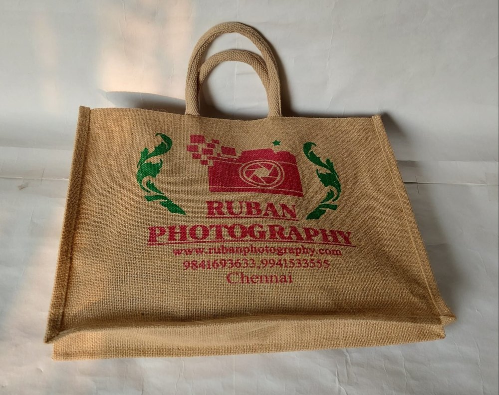 Brown Open Wedding Album Packaging Printed Jute Bag