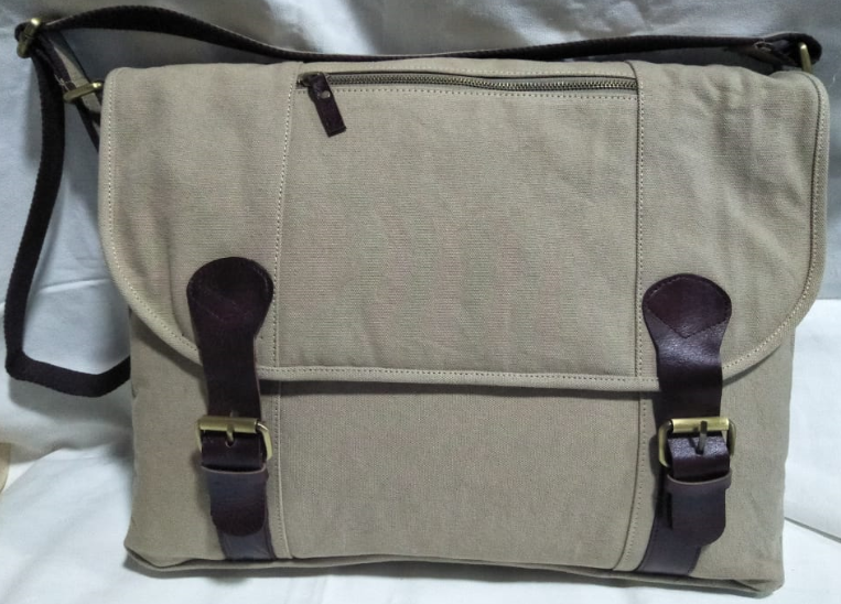 Leather Mark Canvas Bag