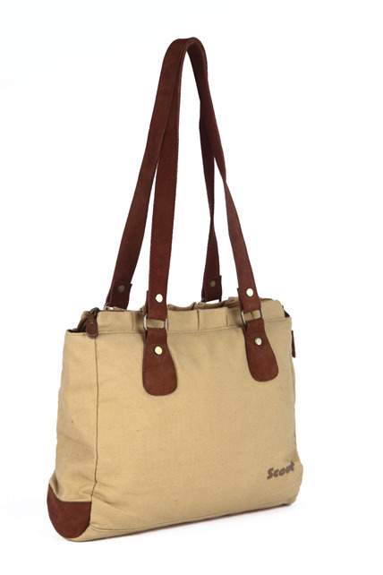 Scout Beige & Brown Canvas Ladies Shoulder Bag, Packaging Type: Packet