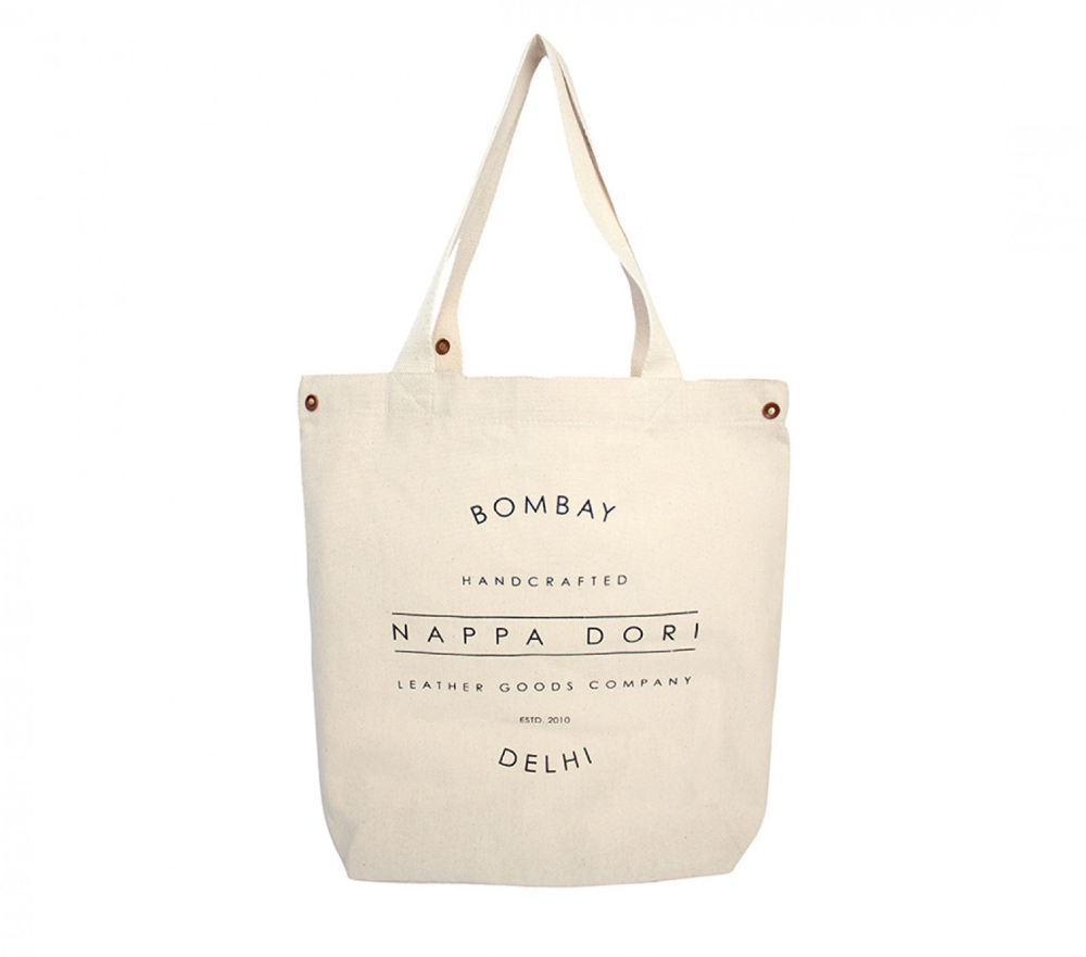 Printed Loop Handle Organic Canvas Bag, Size: 19x23