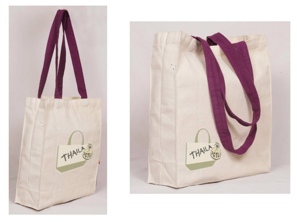 Loop Handle Organic Canvas Bag, Size/Dimension: 14x15x4 Inches