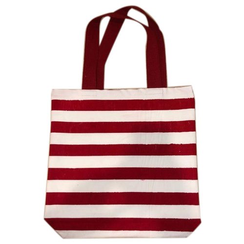 Earthsave Red Stripe Canvas Tote Bag, Size/Dimension: 15w X 16h