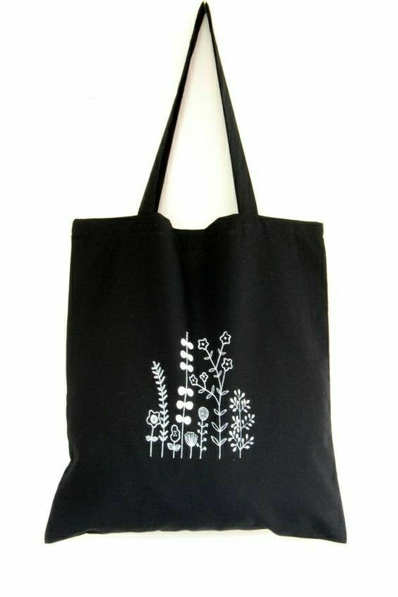 Cotton Loop Handle Black Canvas Bag, 3-4 Kg