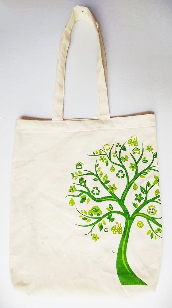 Cotton Fabric Green Printed Environment Bag