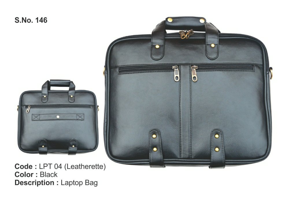 Tatters Black Shoulder Leatherette Laptop Bags, Size: Regular