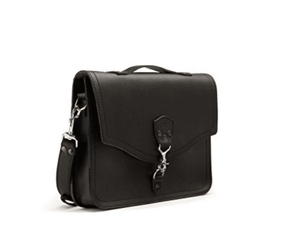 FAIRBIZPS 17 Inches Black Leather Laptop Bag