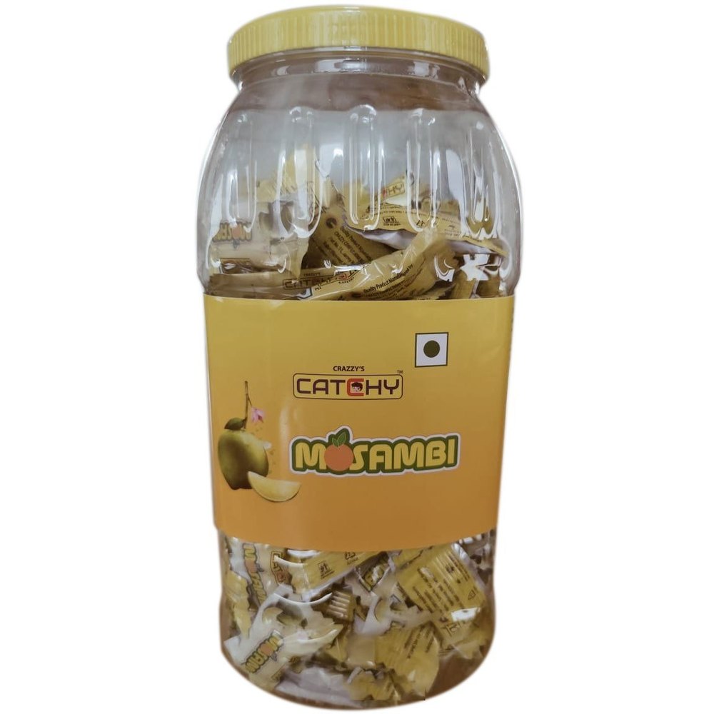 Catchy Round Mosambi Flavoured Candies, Packaging Type: Plastic Jar img