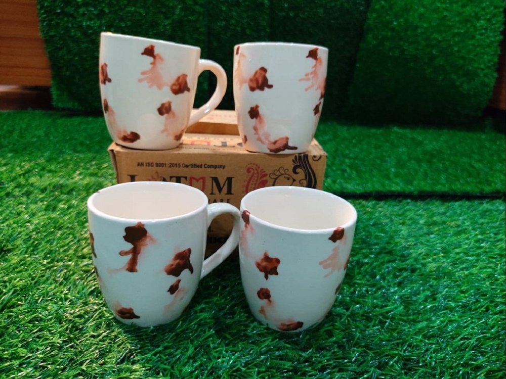 White And Red Ceramic Coffee Mug Set, For Home, Packaging Type: Box