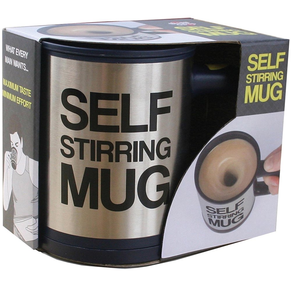 Silver Plain Self Stirring Mug, For Gifting, Capacity: 400 Ml