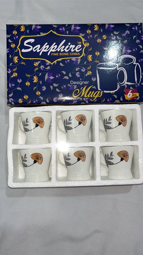 Ceramic 6 Pcs Mug Sapphire, Packaging Type: Thermacol