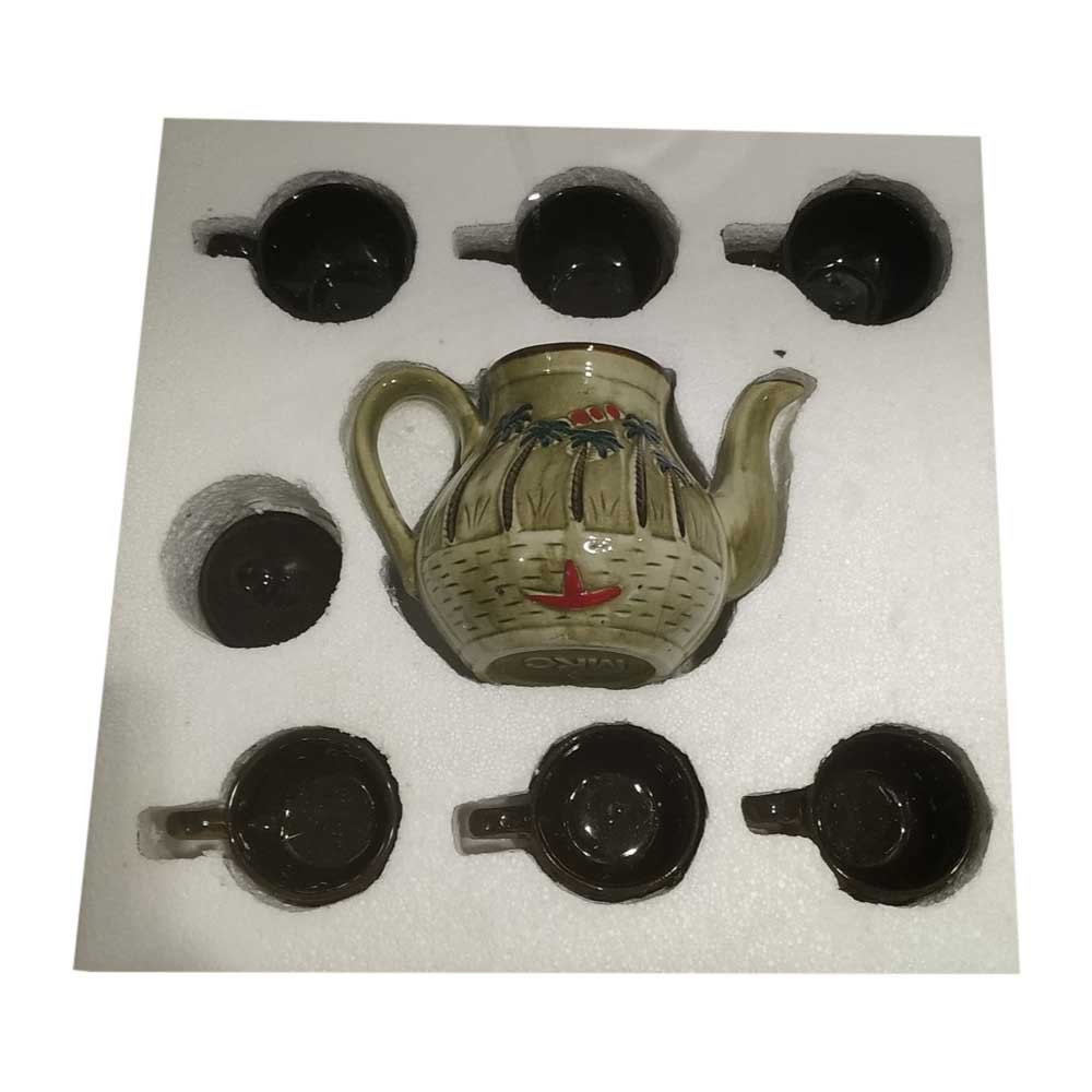 Embossed Ceramic Tea Kettle Cup Set, For Home