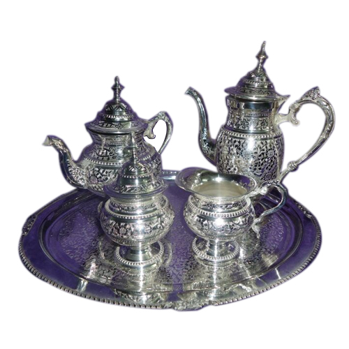 Brass Silver Plated Tea Set, for Home img