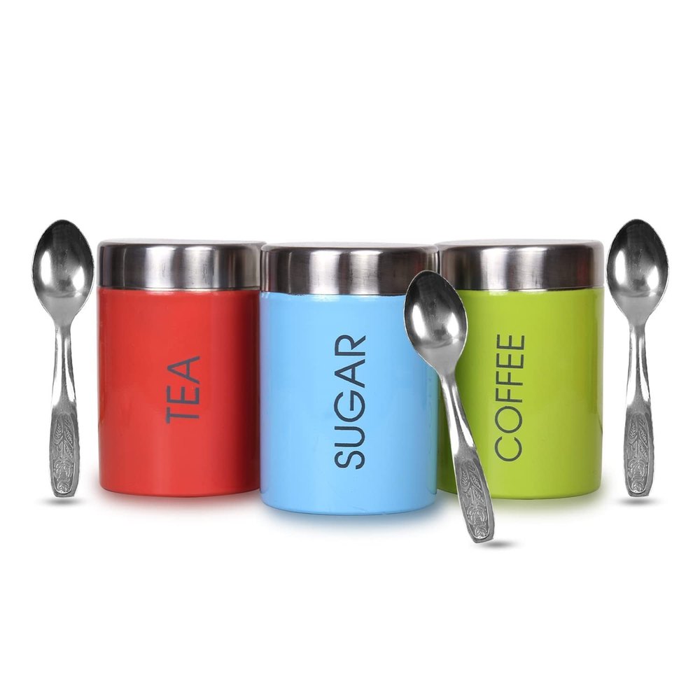 Stainless Steel Sober Design Tea Sugar Container Set