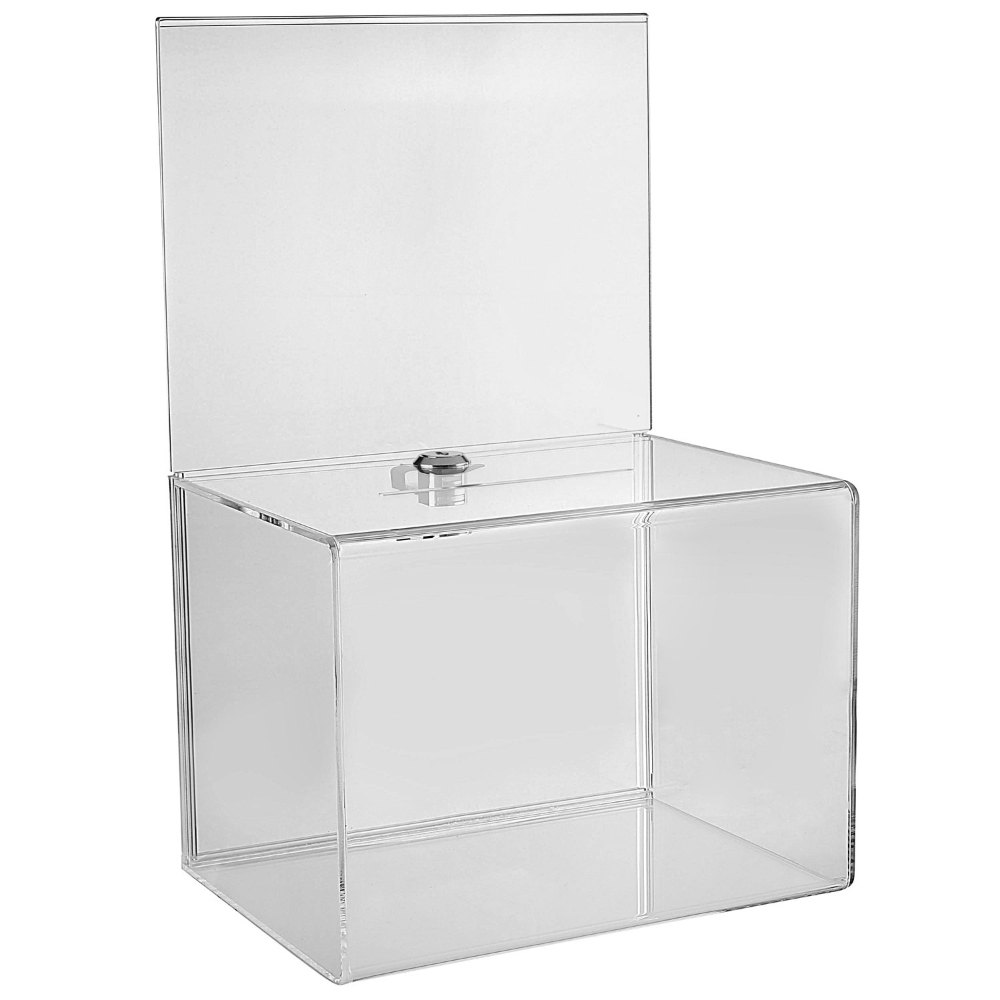 Transparent Square Lockable Acrylic Donation Box, Size: 6x5x6 Inch