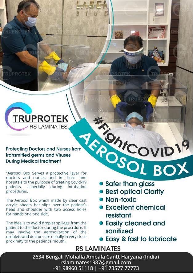 Transparent Acrylic Aerosol Box Intubation Box, For Hospital, 5 Mm