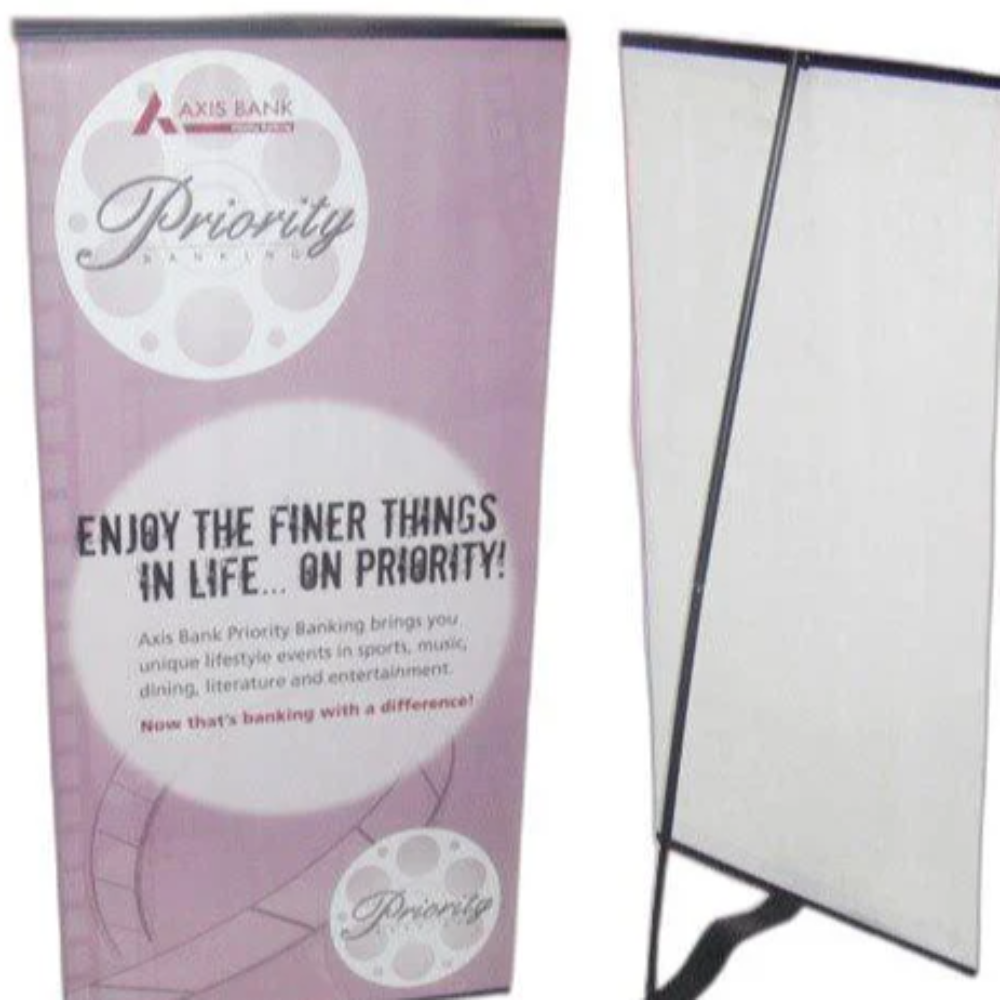Black Heavy metal L Banner Stand, For Promotional, Size: 4 X 2 Feet
