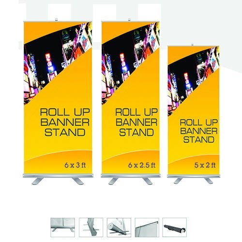 Metal Banner stand - slim Base with HP Print, For Promotional