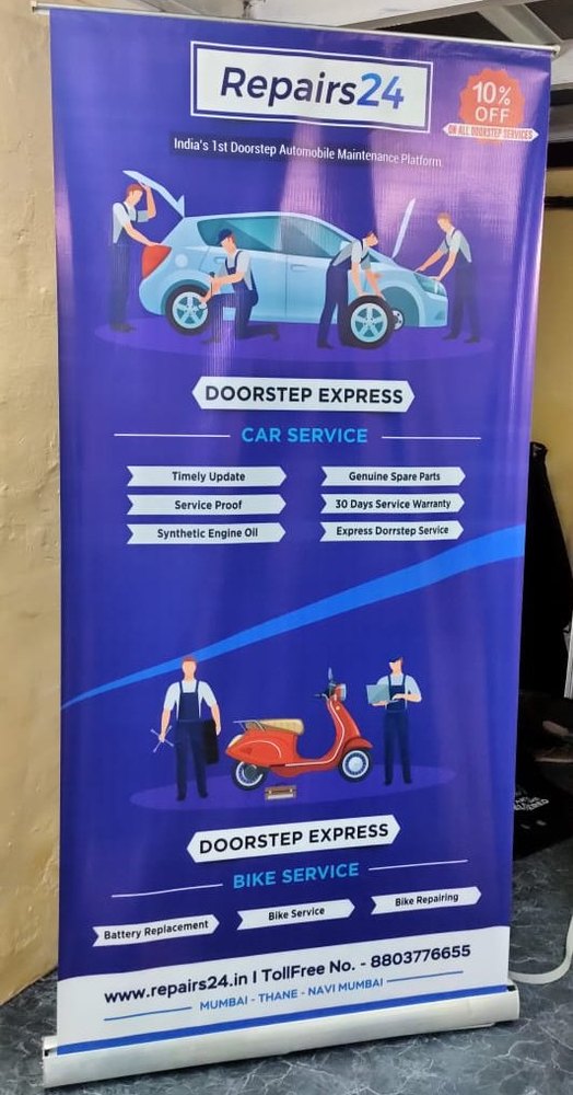 Flex Printed Roll UP Standee, For Advertising, Size: 6 Feet *3 Feet