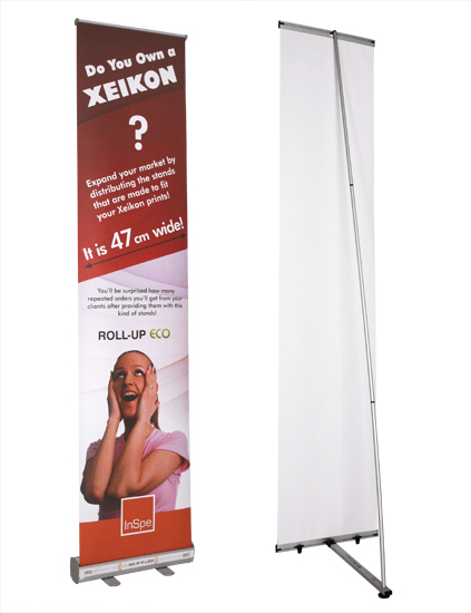 White L BANNER STANDEE
