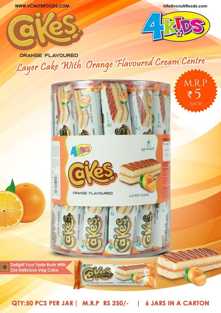 4Kids Orange Flavored Cake, Packaging Size: 50 Pieces Per Jar