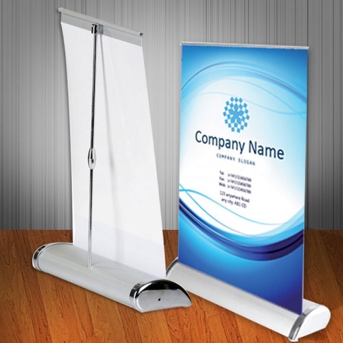 Silver Aluminium Mini Roll Up Standee, For Industrial