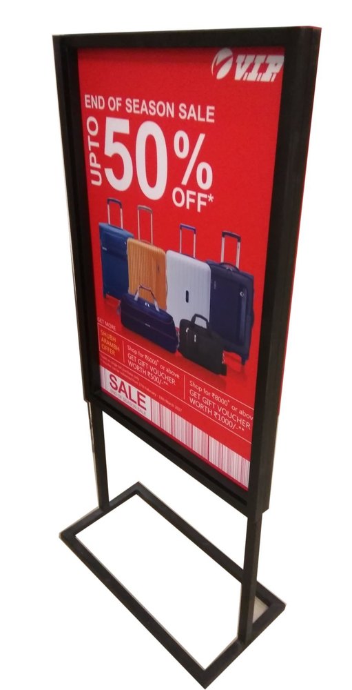 Stainless Steel Matte Flex Display Sign Holder Stand, For Advertising, Shape: Rectangle