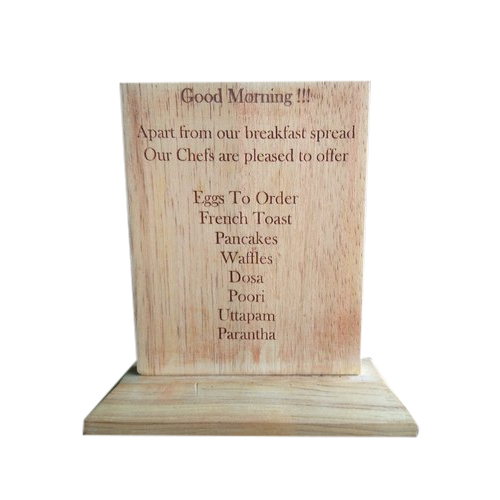 Wooden Engraved Menu Stand