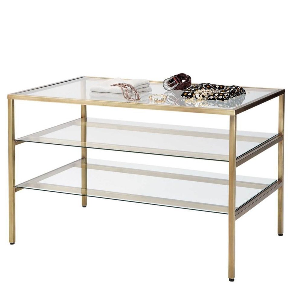 3 Tier Brass Display Table For Museum, Showrooms, Clothes Display Stand