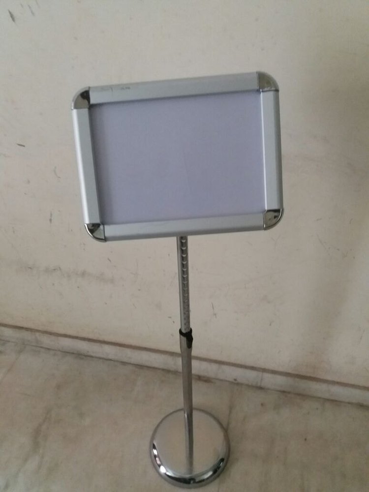 Adjustable White Poster Display Stand, For Hospitals