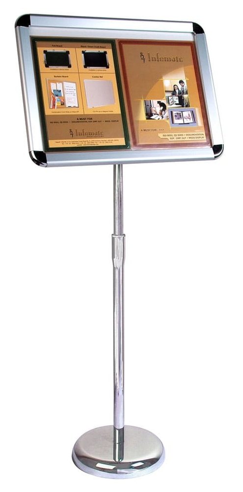 Aluminium and Plastic Silver Telescopic Poster Stand, For Offices