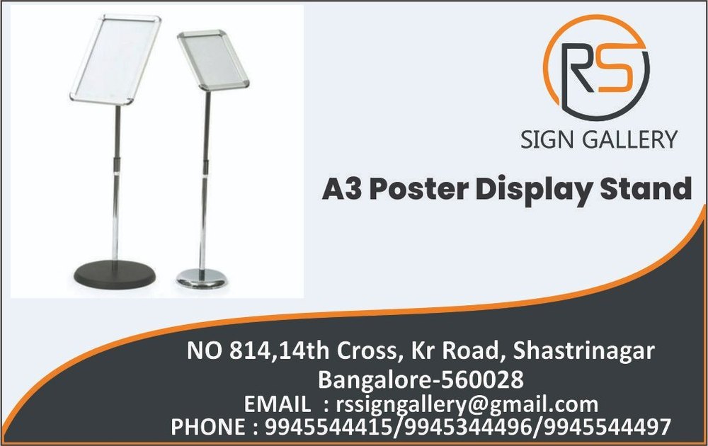 Indoor Polyester A3 Poster Display Stand, For Hospitals