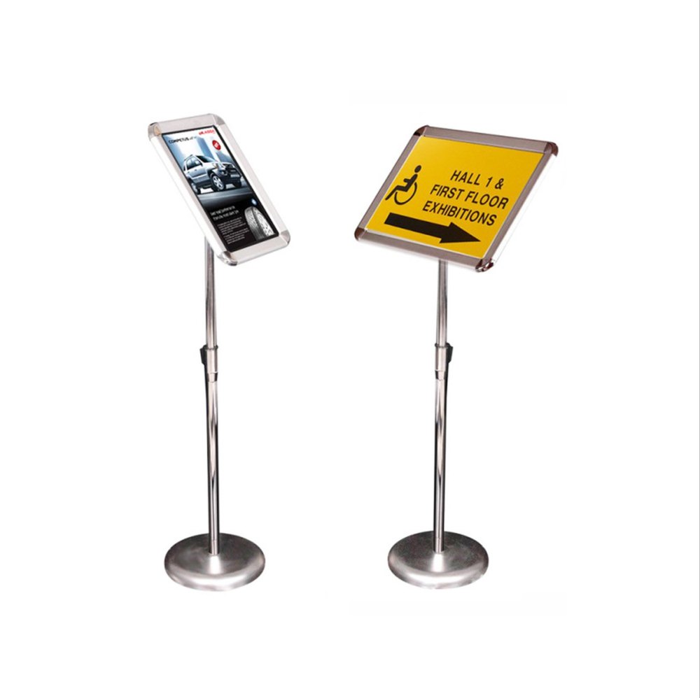 Indoor Silver Stainless Steel Poster Stand, For Promotion img