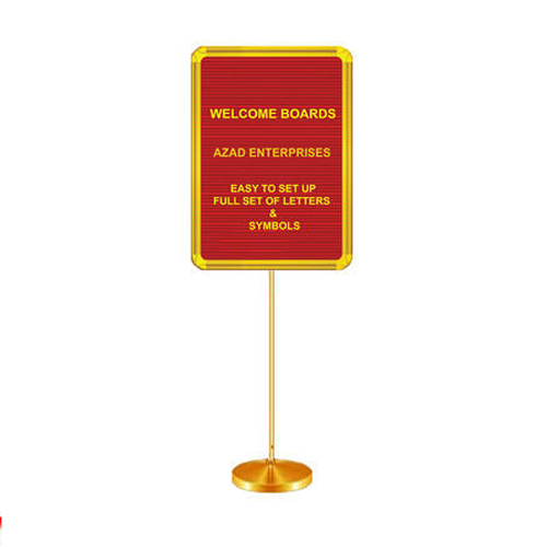 Velvet Cloth Surface Welcome Board With Single Brass Pole, Board Size: 24 x 36, Shape: Rectangular