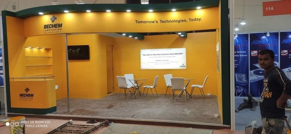 Yellow Acrylic Corporate Exhibition Stall, Size: 20x15 Feet